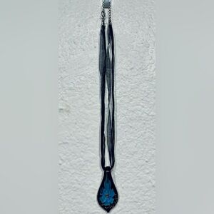 Vintage Floral Glass Pendant Necklace